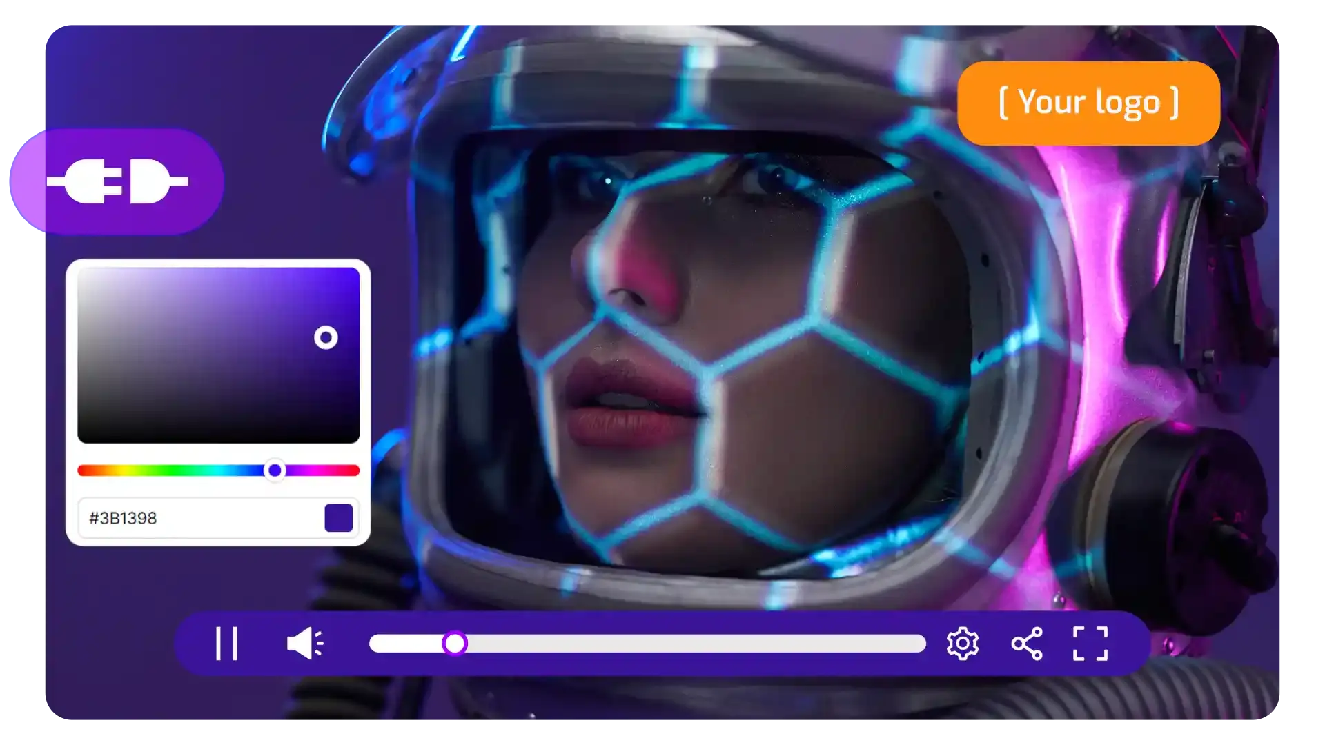 Html5 interactive video player in Cinema8 video hosting illustrated with relevant visuals.