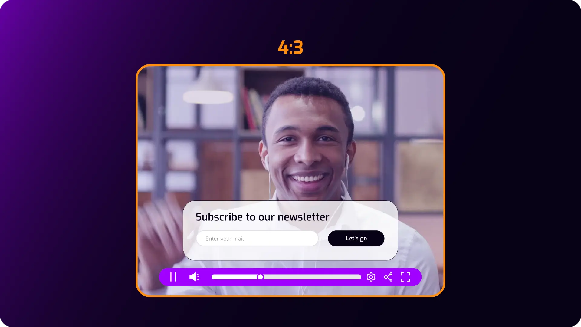 Legacy 4:3 aspect ratio video shown on Cinema8 interactive video platform, illustrating older formatting still seen on archival devices.