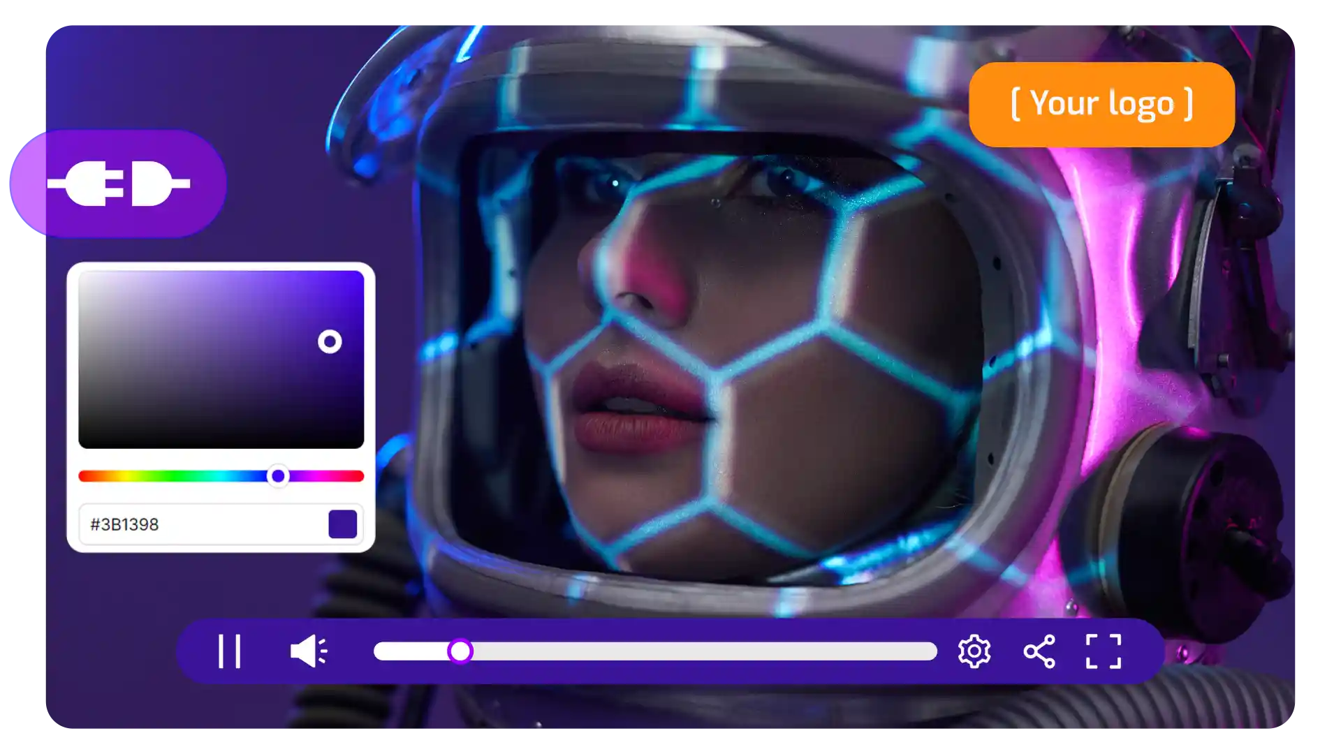 Cinema8's video player is being customised. The company is adjusting the colours and there is a place to add their logo.