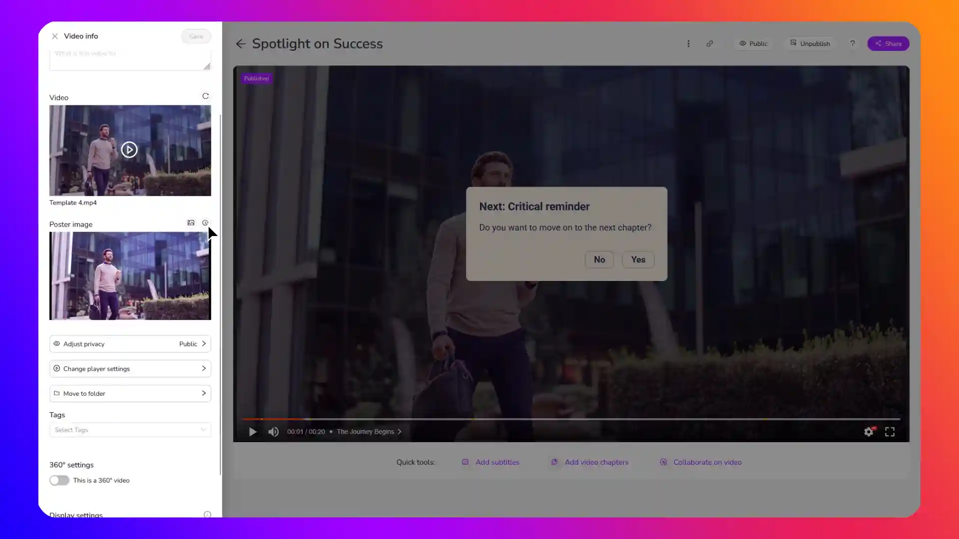 Thumbnail customization for engaging previews in Cinema8 video hosting illustrated with relevant visuals.