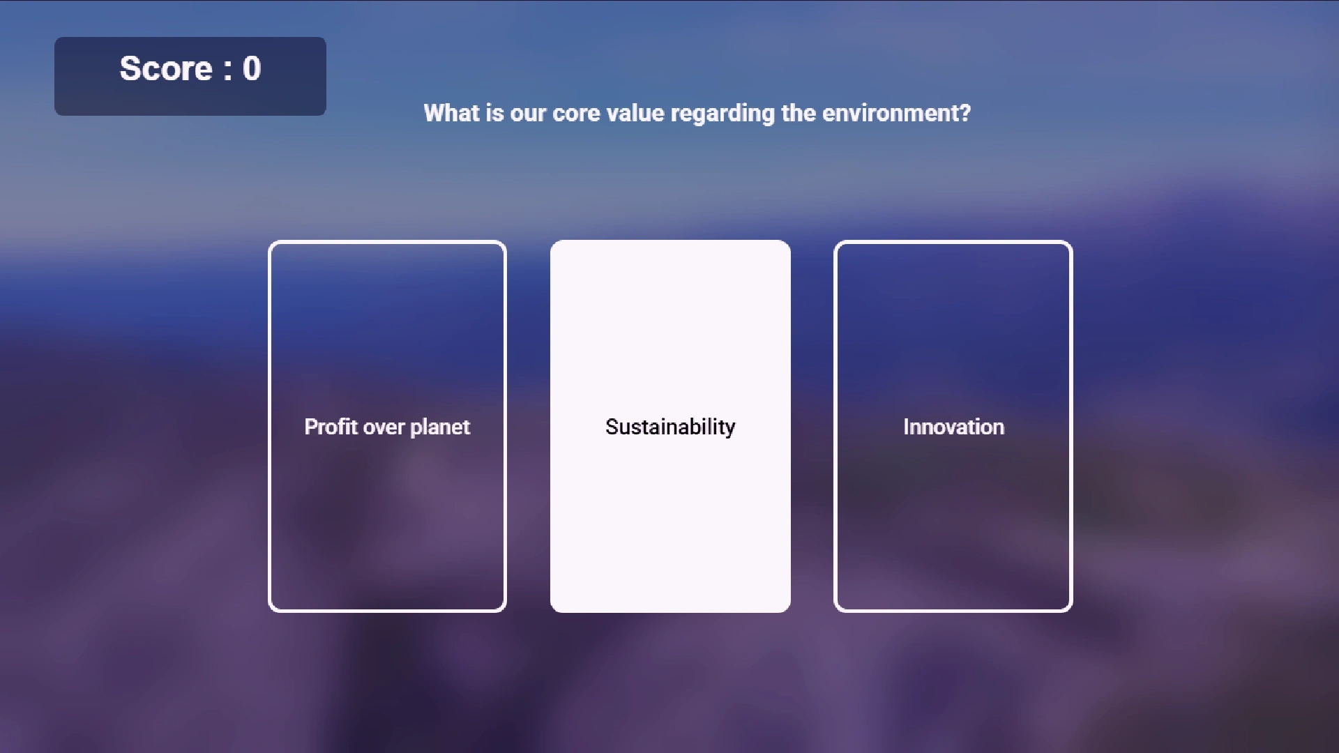 An interactive quiz has been included in an employee onboarding video with Cinema8's tools to ensure new employees understand the company's values.