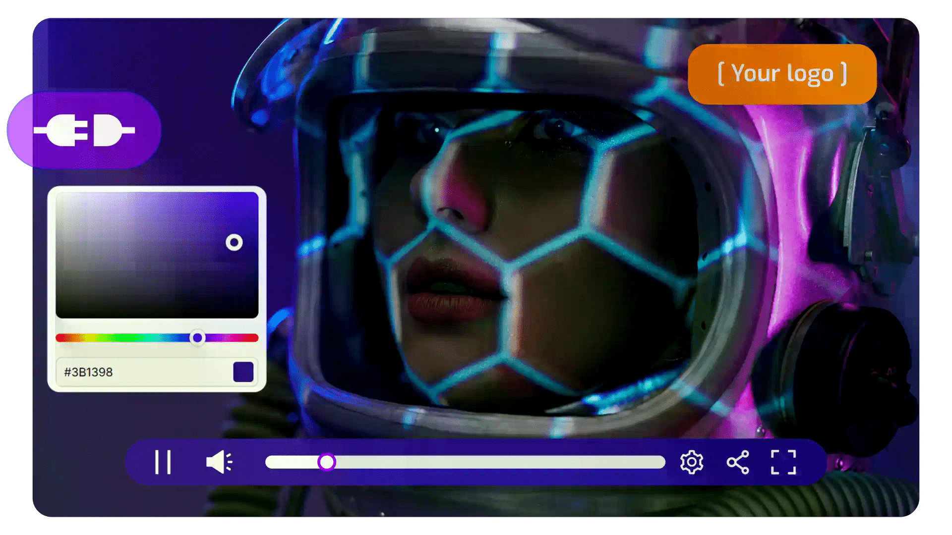 Cinema8's customisable video player is shown, indicating the ability for churches to customise the player according to their branding.