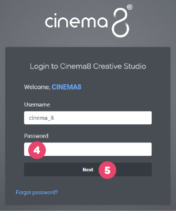 Login to Cinema8 Creative Studio - 4